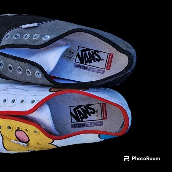 Vans PopCrush Slip On Sneaker Mens SZ 8 Custom Art to Wear Skater Wacky Everyday - Picture 4 of 6